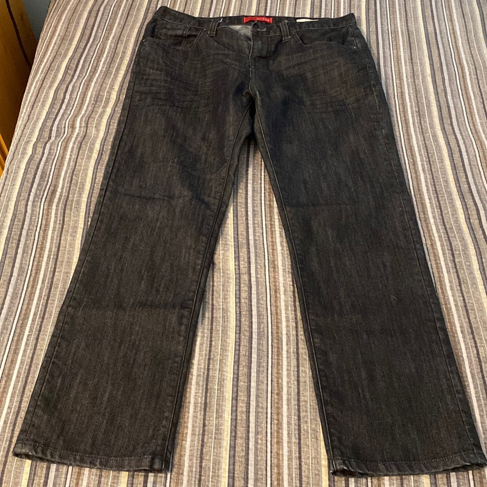 Men’s Guess Slim Straight Jeans, Black Size 34/30